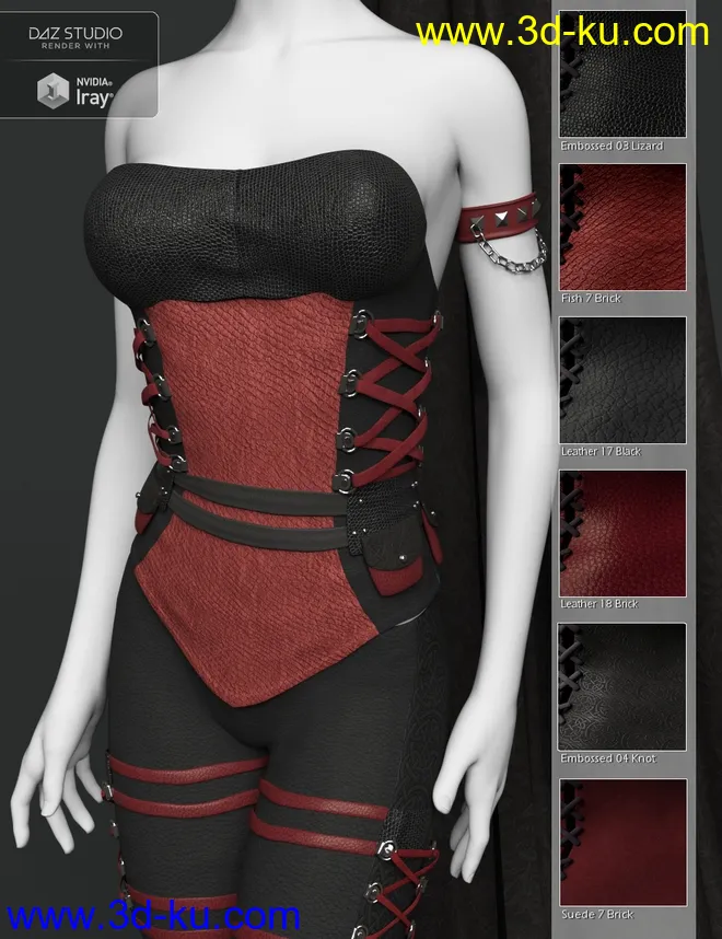 Exotic Leather Shader Presets 3 for Iray模型的图片1