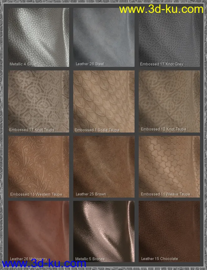 Exotic Leather Shader Presets 3 for Iray模型的图片6