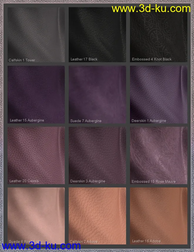 Exotic Leather Shader Presets 3 for Iray模型的图片10