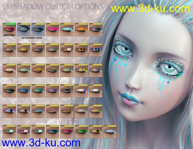 Extreme Closeup Tropical Geoshell Makeups for Genesis 8 Female(s)模型的图片11