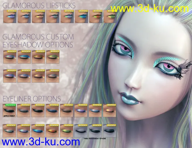 Extreme Closeup Tropical Geoshell Makeups for Genesis 8 Female(s)模型的图片12