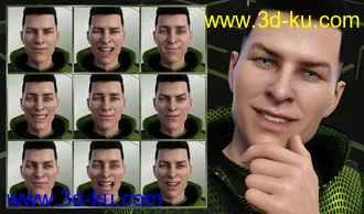 3D打印模型Faces of Our Hero - Expressions for Genesis 8 Male and Nix 8的图片