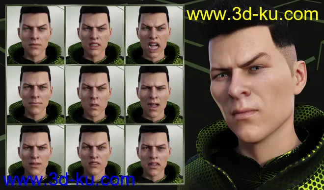 Faces of Our Hero - Expressions for Genesis 8 Male and Nix 8模型的图片3