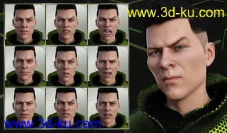 3D打印模型Faces of Our Hero - Expressions for Genesis 8 Male and Nix 8的图片