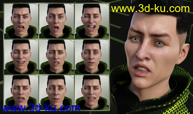 Faces of Our Hero - Expressions for Genesis 8 Male and Nix 8模型的图片4