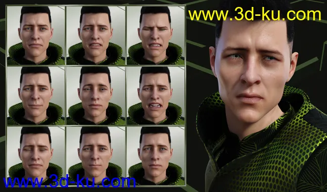 Faces of Our Hero - Expressions for Genesis 8 Male and Nix 8模型的图片5