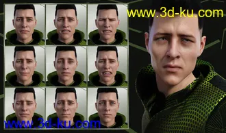 3D打印模型Faces of Our Hero - Expressions for Genesis 8 Male and Nix 8的图片