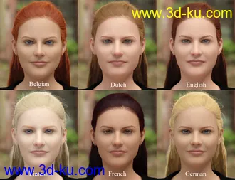 3D打印模型Faces of the World - Northern Europeans for Genesis 8 Female的图片