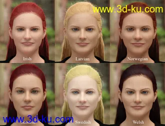 3D打印模型Faces of the World - Northern Europeans for Genesis 8 Female的图片