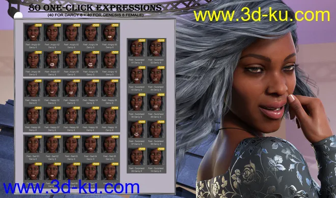 Feel - Expressions for Genesis 8 Female and Darcy 8模型的图片6