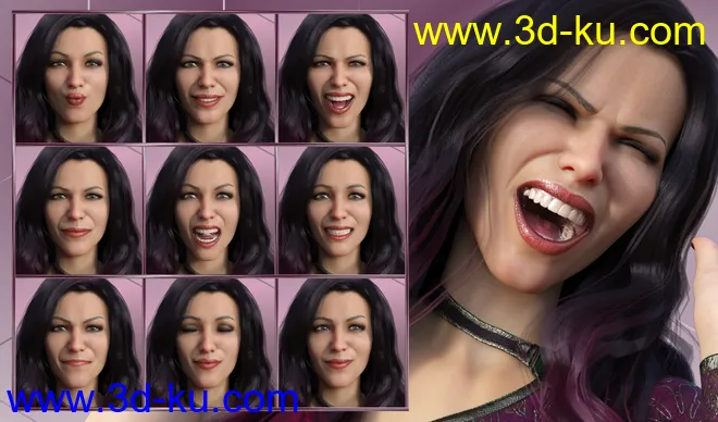 Feelings - Expressions for Genesis 8 Female and Bridget 8模型的图片3
