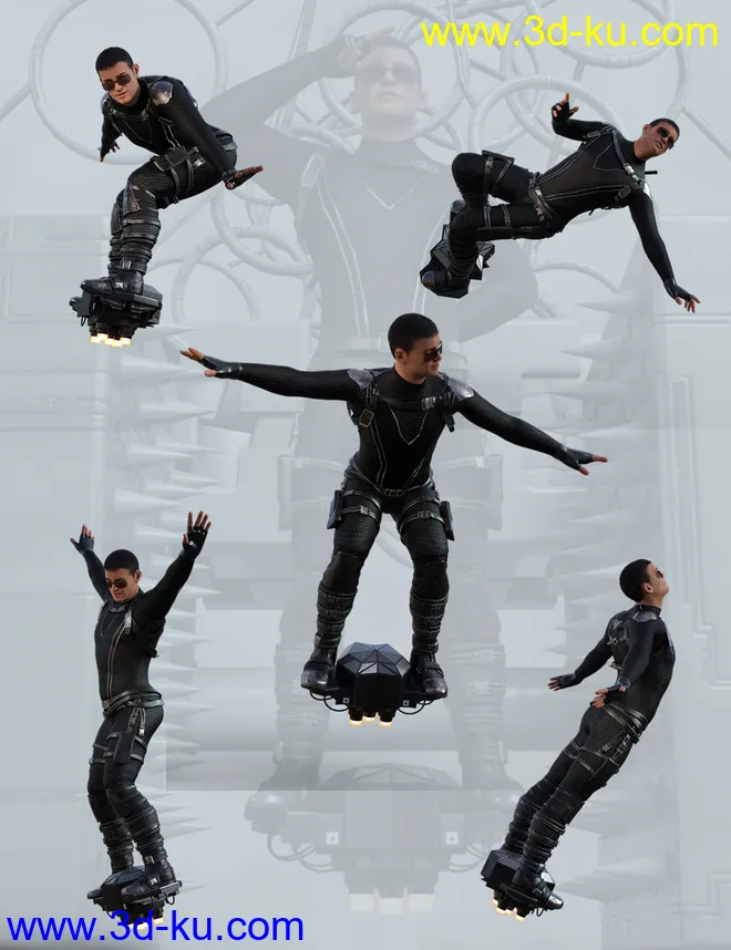 Flyboard Action Poses for Genesis 8 Male模型的图片5