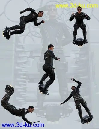 3D打印模型Flyboard Action Poses for Genesis 8 Male的图片
