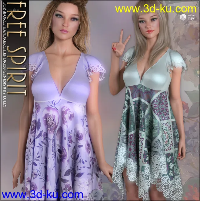 Free Spirit for dForce Handkerchief Dress G8F模型的图片1