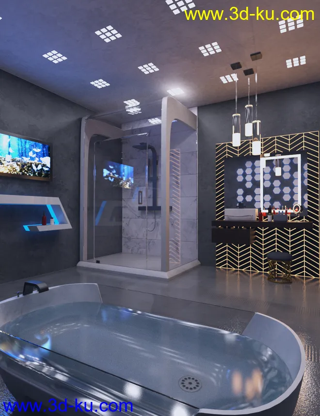 Futuristic Bathroom模型的图片1