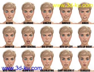 3D打印模型Genesis 8 Female(s) Expressions & Face aniBlocks的图片