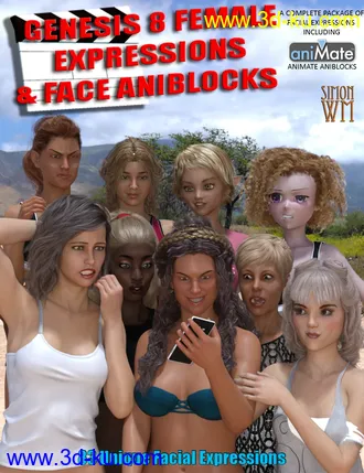 3D打印模型Genesis 8 Female(s) Expressions & Face aniBlocks的图片