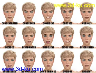 3D打印模型Genesis 8 Female(s) Expressions & Face aniBlocks的图片