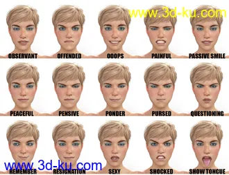 3D打印模型Genesis 8 Female(s) Expressions & Face aniBlocks的图片