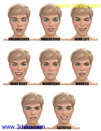 3D打印模型Genesis 8 Female(s) Expressions & Face aniBlocks的图片