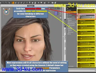 3D打印模型Genesis 8 Female(s) Expressions & Face aniBlocks的图片
