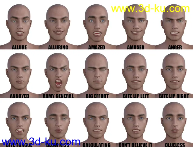 Genesis 8 Male(s) Expressions & Face aniBlocks模型的图片1