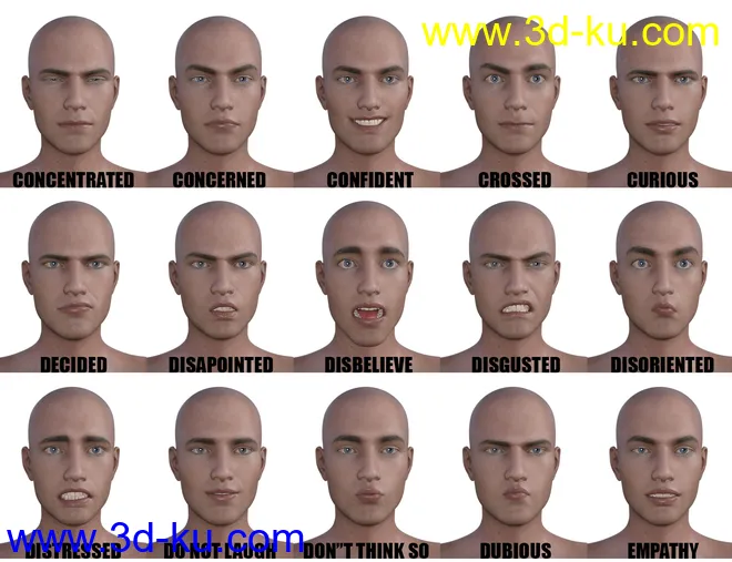 Genesis 8 Male(s) Expressions & Face aniBlocks模型的图片2