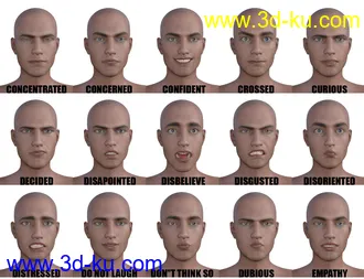 3D打印模型Genesis 8 Male(s) Expressions & Face aniBlocks的图片