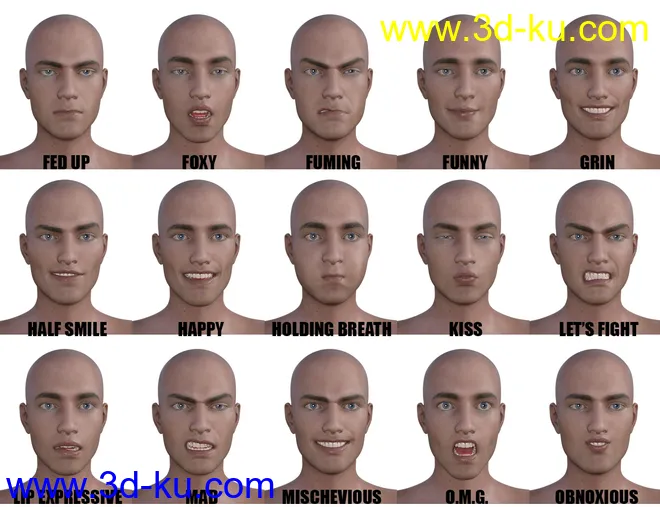 Genesis 8 Male(s) Expressions & Face aniBlocks模型的图片3
