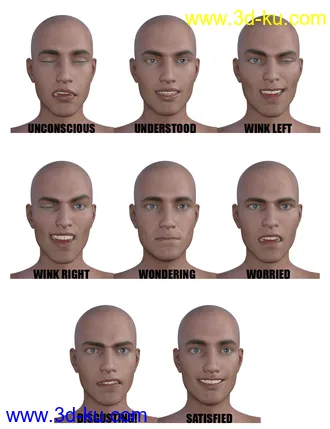 3D打印模型Genesis 8 Male(s) Expressions & Face aniBlocks的图片
