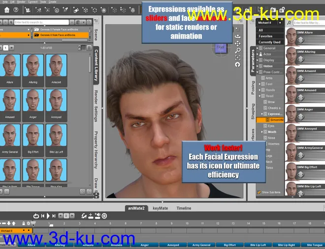 Genesis 8 Male(s) Expressions & Face aniBlocks模型的图片7