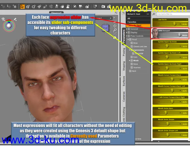 Genesis 8 Male(s) Expressions & Face aniBlocks模型的图片8