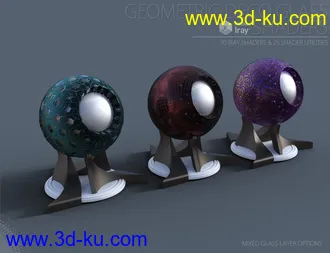 3D打印模型Geometric Deco Iray Glass Shaders的图片