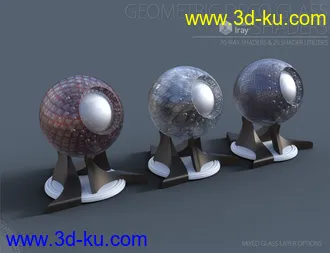 3D打印模型Geometric Deco Iray Glass Shaders的图片