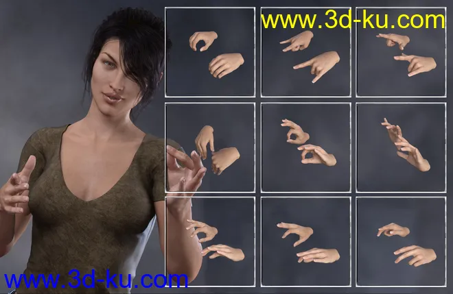 Give You a Hand - Hand Poses for Genesis 3 and 8 Female模型的图片3