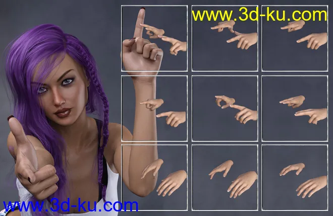Give You a Hand - Hand Poses for Genesis 3 and 8 Female模型的图片4
