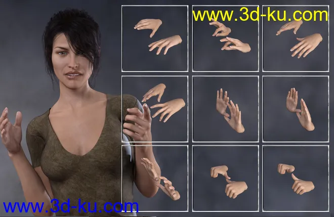 Give You a Hand - Hand Poses for Genesis 3 and 8 Female模型的图片5