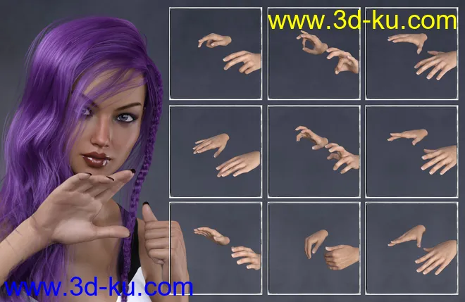 Give You a Hand - Hand Poses for Genesis 3 and 8 Female模型的图片6