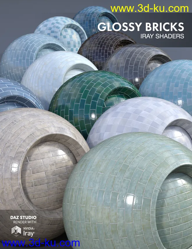 Glossy Bricks - Iray Shaders模型的图片1