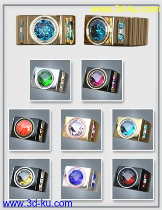 3D打印模型Gorgeous Rings for Genesis 8 Male(s)的图片