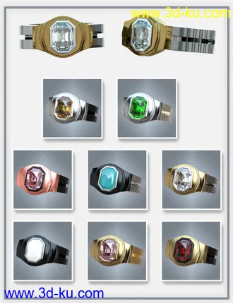 3D打印模型Gorgeous Rings for Genesis 8 Male(s)的图片