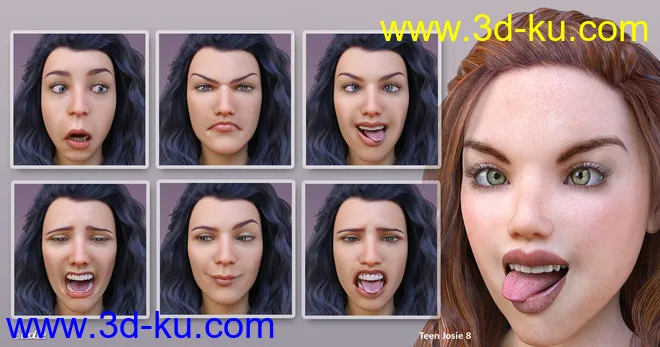 Grimaces - Dialable & One-Click Expressions for Genesis 8 Female模型的图片2