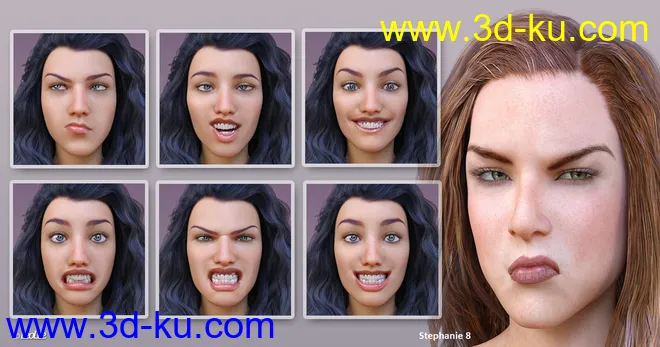 Grimaces - Dialable & One-Click Expressions for Genesis 8 Female模型的图片3