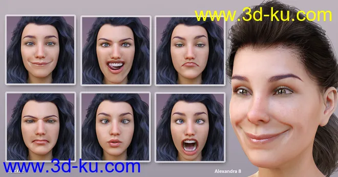 Grimaces - Dialable & One-Click Expressions for Genesis 8 Female模型的图片4