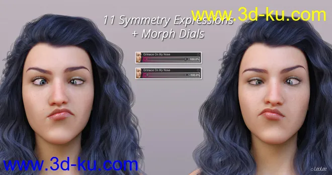 Grimaces - Dialable & One-Click Expressions for Genesis 8 Female模型的图片7