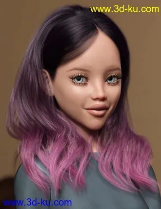 3D打印模型Hair and Glasses for Genesis 3 and 8 Female(s)的图片