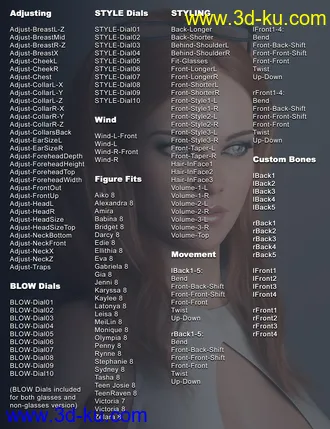 3D打印模型Hair and Glasses for Genesis 3 and 8 Female(s)的图片