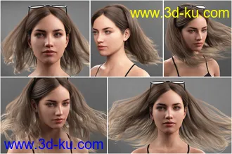 3D打印模型Hair and Glasses for Genesis 3 and 8 Female(s)的图片