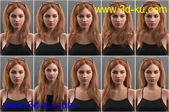 3D打印模型Hair and Glasses for Genesis 3 and 8 Female(s)的图片