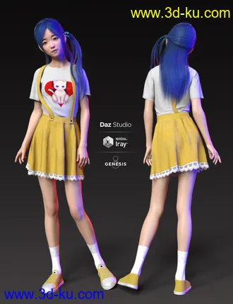 3D打印模型Hashimoto Character and Hair for Genesis 8 Female的图片